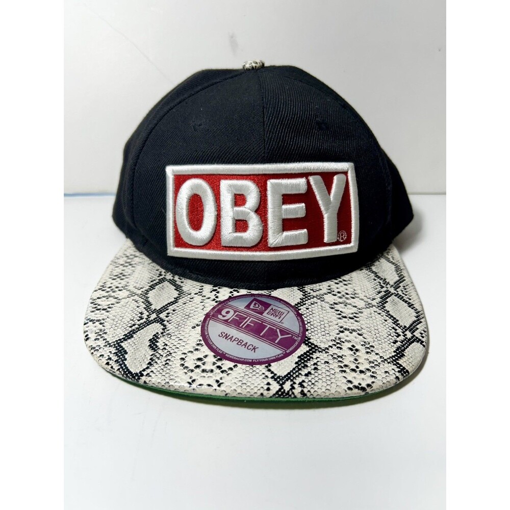 Obey Vintage Black Hat Gray Animal Print Baseball Cap, Embroidery, Adjustsble